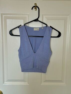 Wilfred Lavender Ribbed V-Neck Crop Top